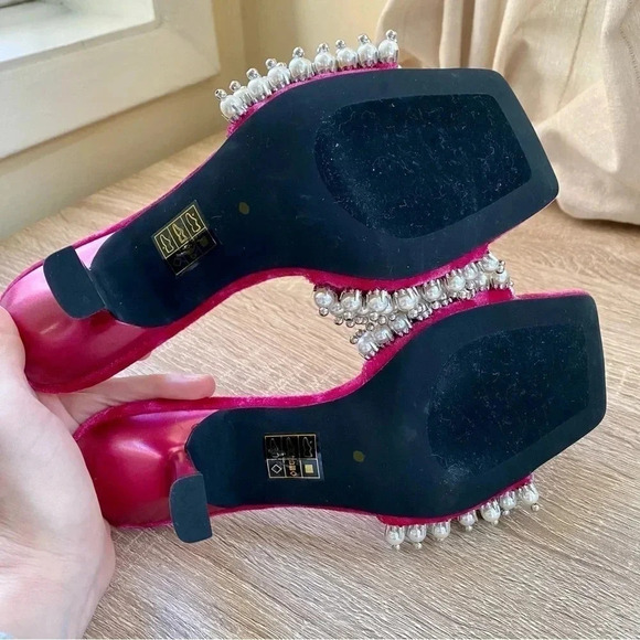 New Jeffrey Campbell Free People Pearl Heels Portia Pink Embellished 7.5 - Picture 13 of 14